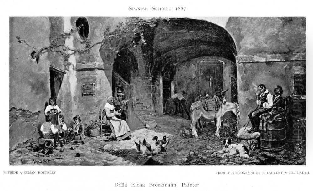 Outside a Roman Hostelry Oil Painting by Elena Brockmann