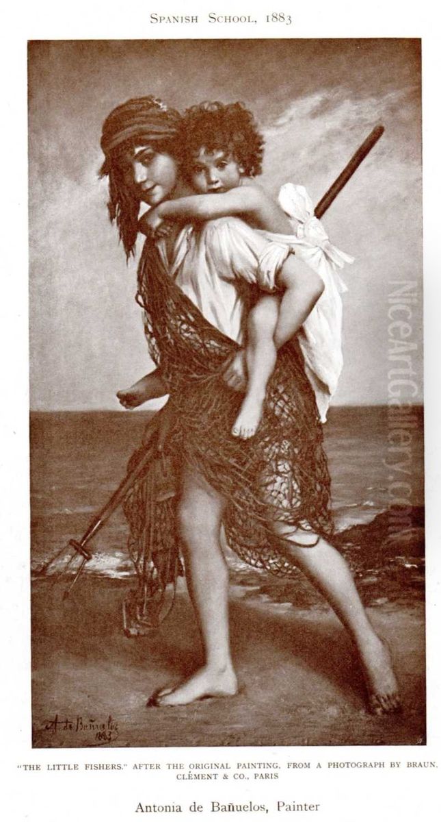 The Little Fishers Oil Painting by Antonia de Banuelos Thorndike