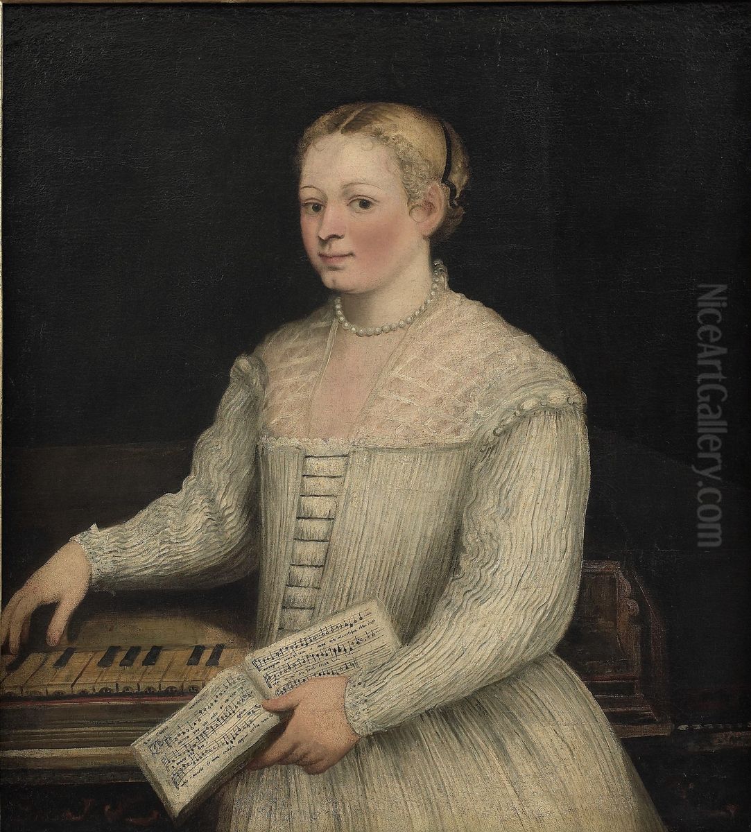 Autoritratto con libro di musica Oil Painting by Marietta Robusti