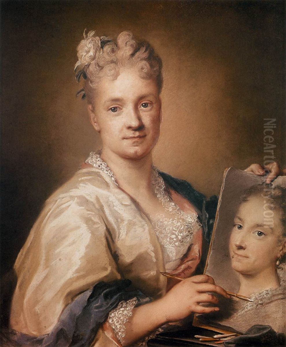 Autoritratto con la sorella Giovanna Oil Painting by Rosalba Carriera