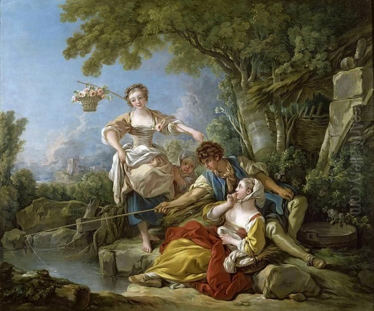 La peche a la ligne Oil Painting by Francois Boucher