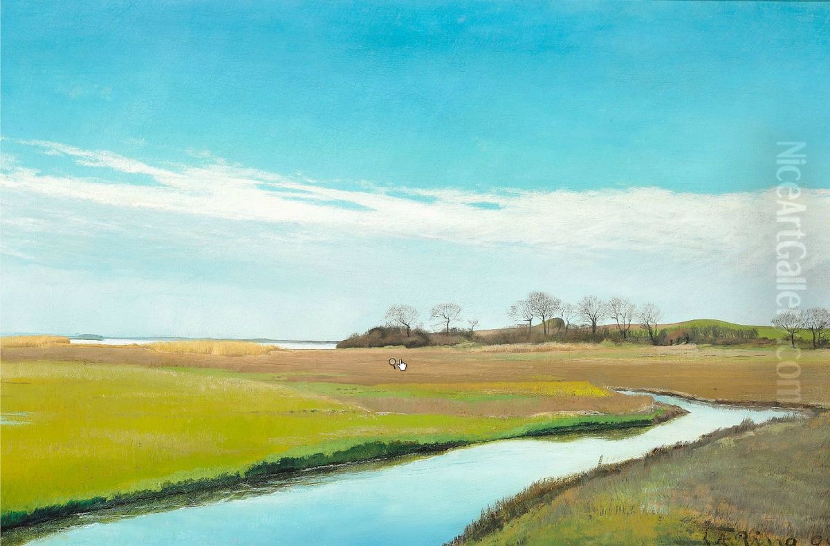 Running through green meadows at summertime Oil Painting by Laurits Andersen Ring