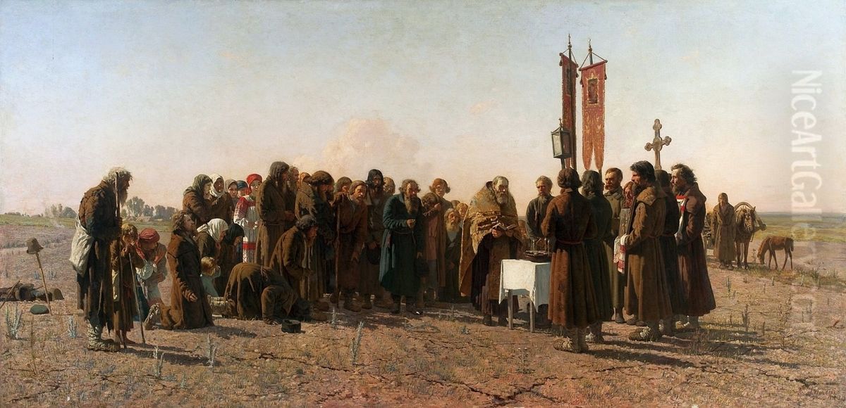 A prayer in time of drought. Oil Painting by Grigoriy Myasoyedov