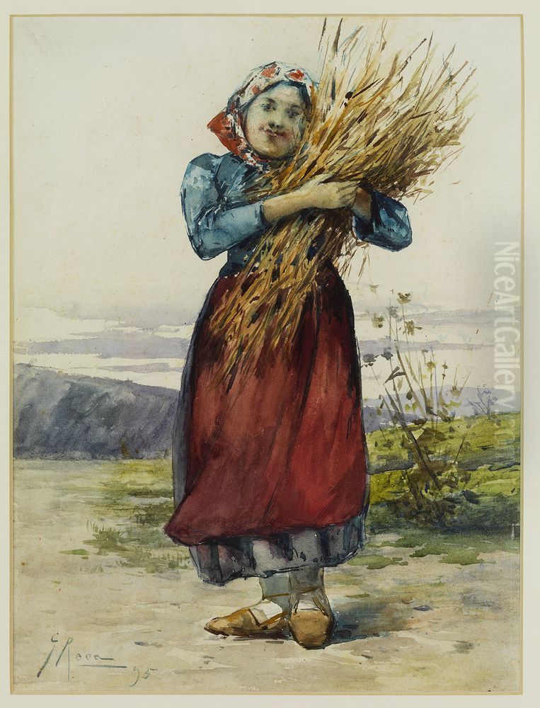 Pagesa Oil Painting by Guillem Roca i Sanpere