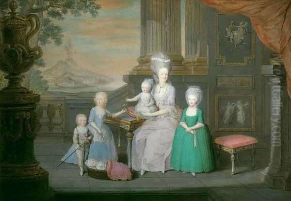 Konigin Maria Karoline von Neapel-Sizilien mit funf Kindern Oil Painting by Maria Carolina of Austria