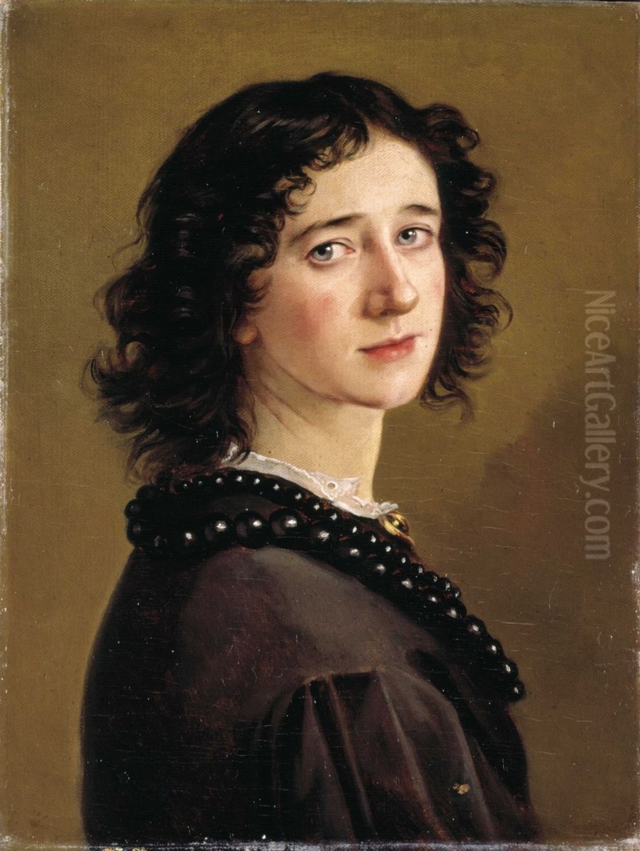 Selvportrett av Mathilde Bonnevie Dietrichson Oil Painting by Johanne Mathilde Dietrichson