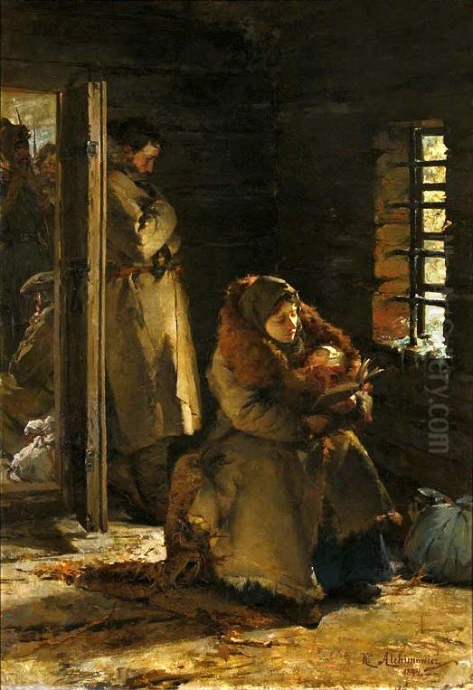 Deportees (Road to Siberia). Oil Painting by Kazimierz Alchimowicz