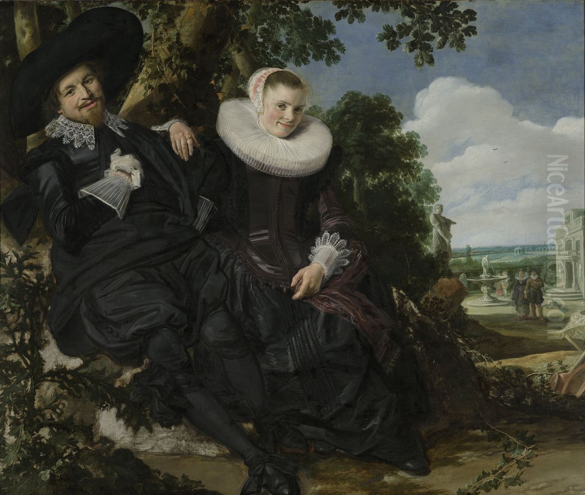 Portrait of a Couple, Probably Isaac Abrahamsz Massa and Beatrix van der Laen Oil Painting by Frans Hals
