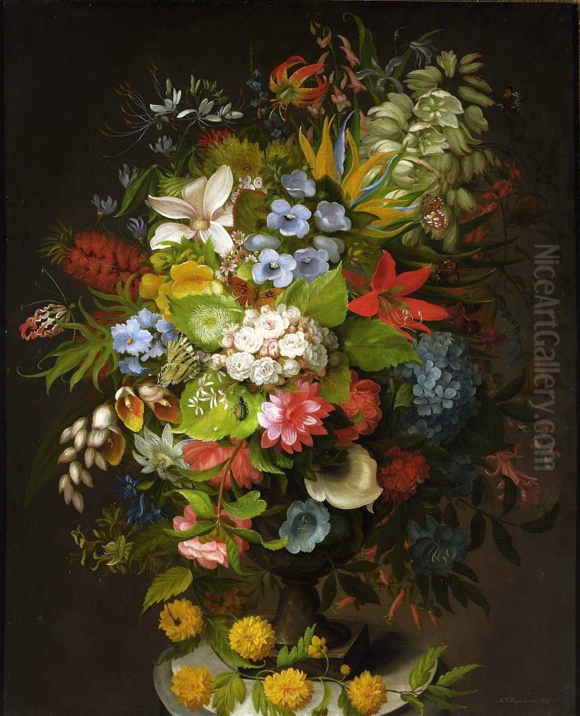 A bouquet of flowers in a vase. Oil Painting by Henryka Beyer