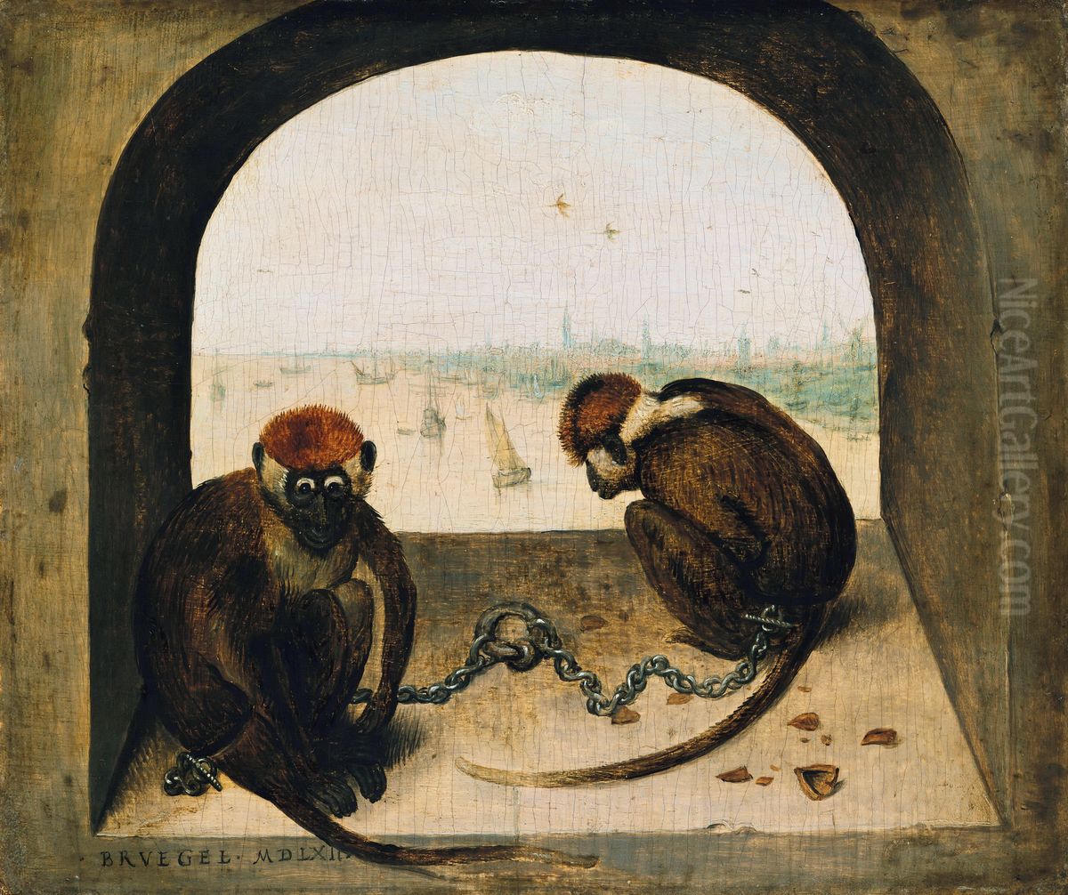 Zwei angekettete Affen Oil Painting by Pieter Brueghel the Elder