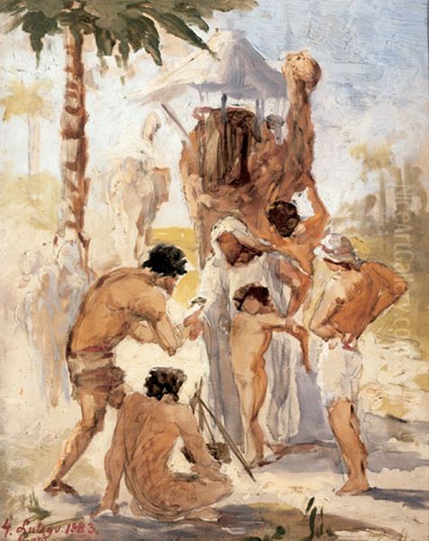 Joseph sold by his brothers. Oil Painting by Anna Bilinska-Bohdanowicz