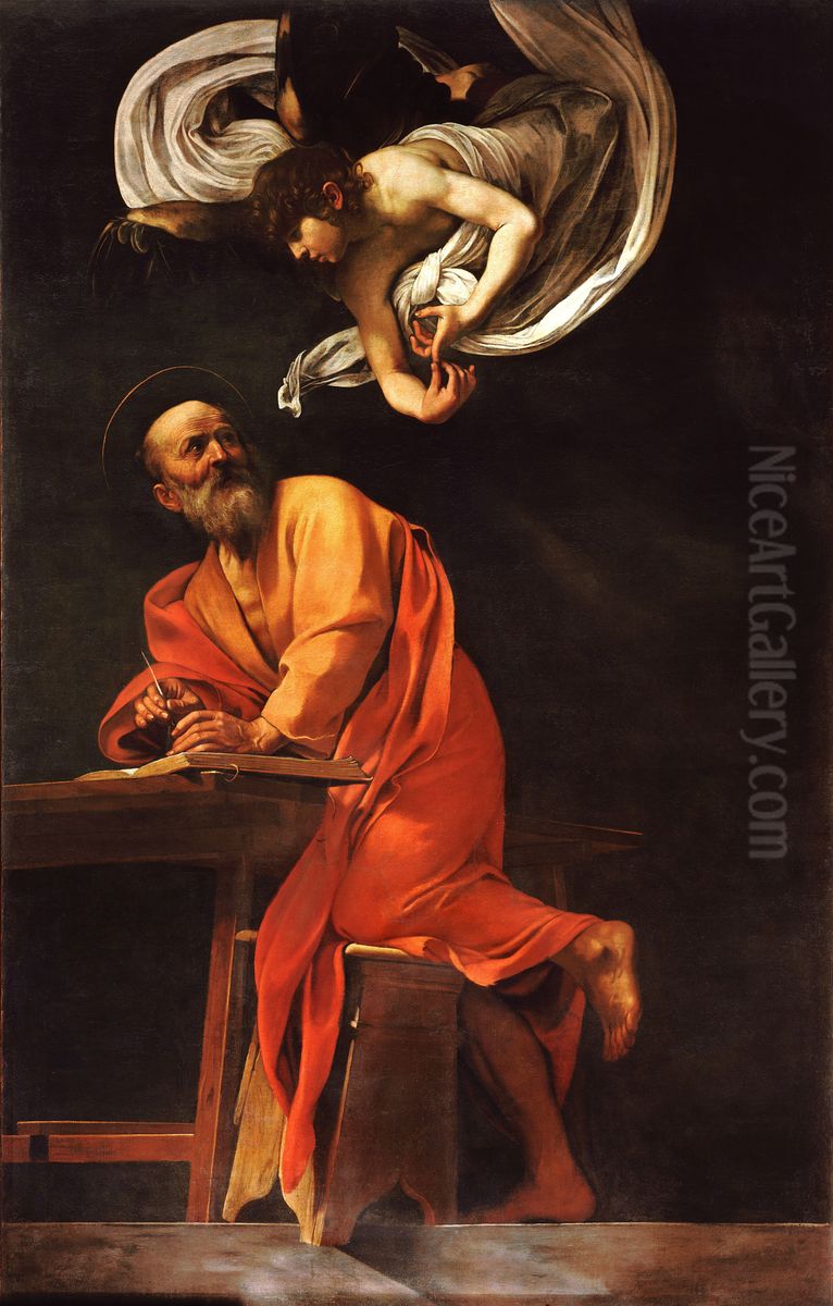 Inspiracja swietego Mateusza Oil Painting by Caravaggio