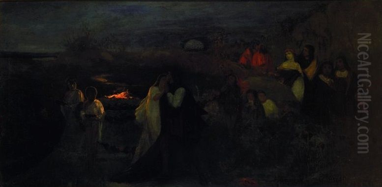 Garden of love Oil Painting by Albert Chmielowski