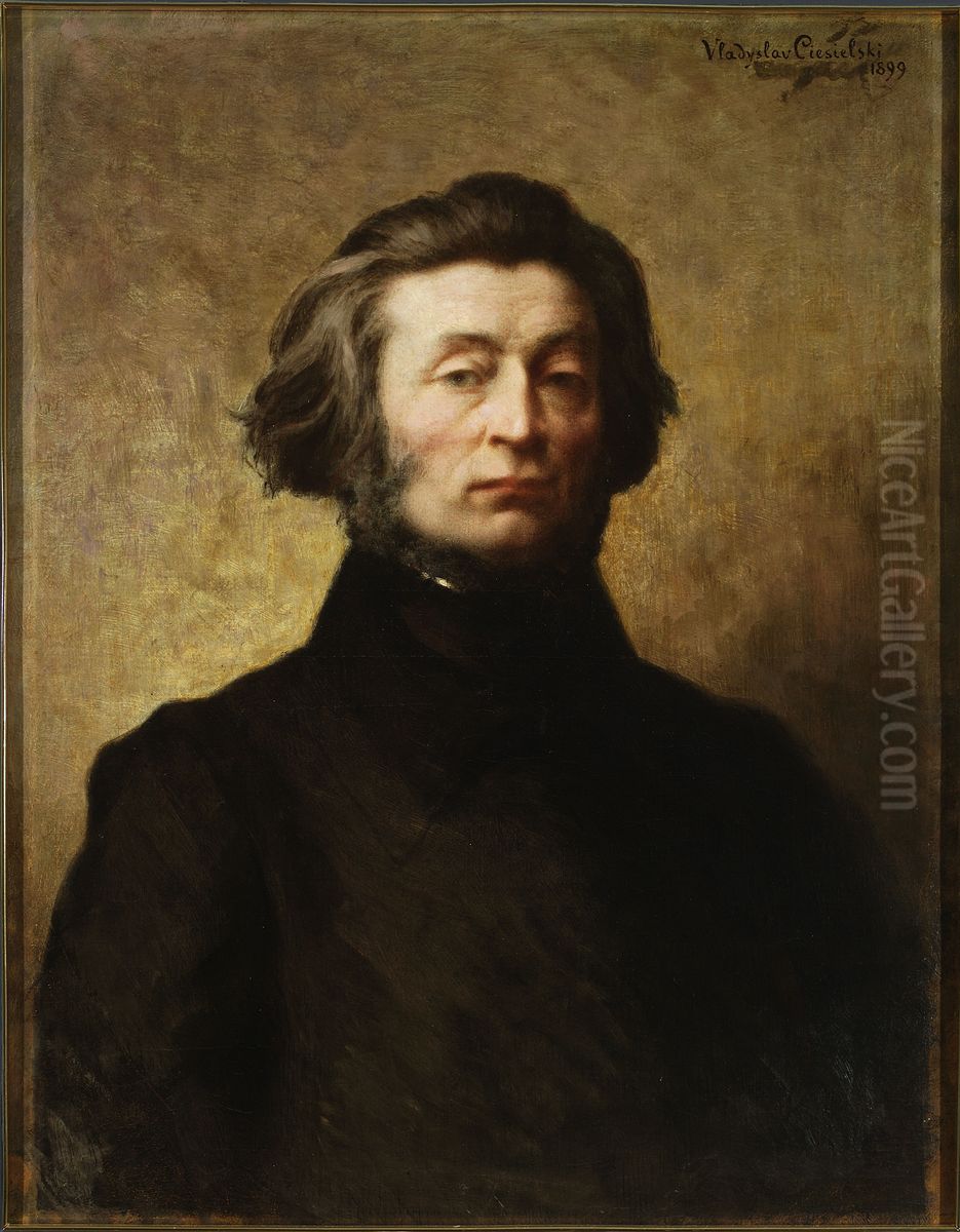Portrait of Adam Mickiewicz Oil Painting by Wladyslaw Ciesielski