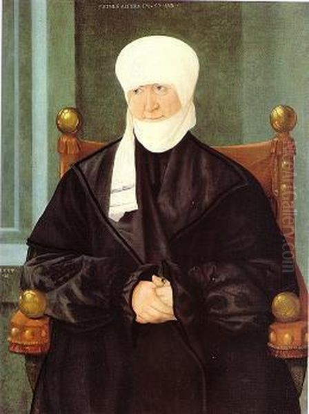 Retrato de una mujer de cincuenta y siete anos Oil Painting by Hans Muelich