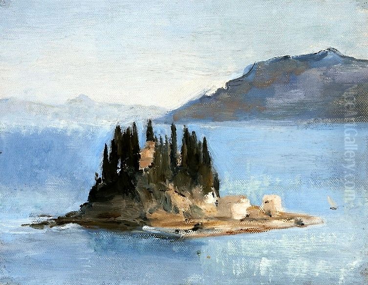 Corfu - Pontikonisi. From the journey to Greece Oil Painting by Jan Ciaglinski