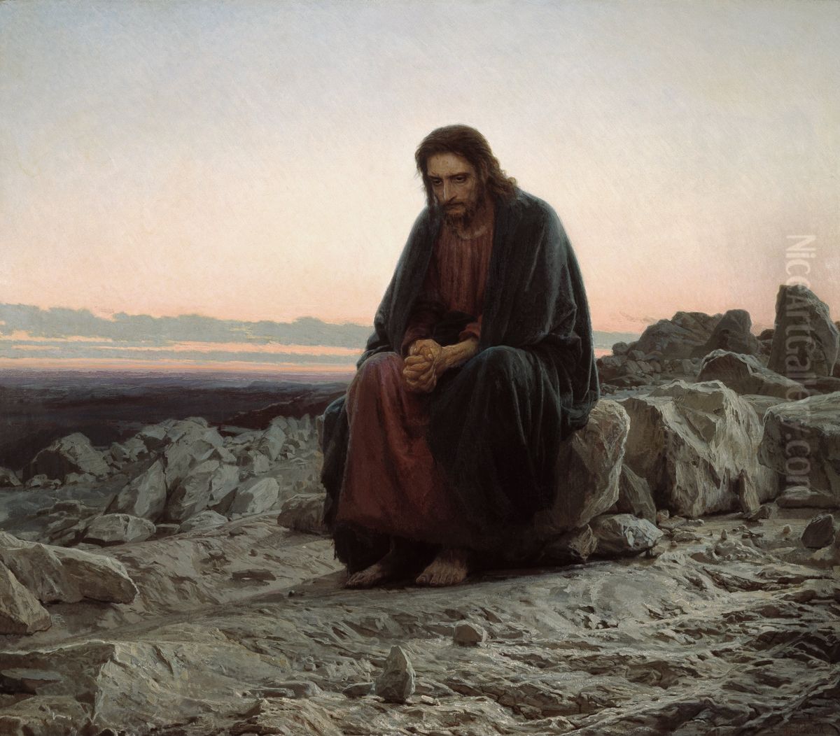 Christ in the Wilderness Oil Painting by Ivan Kramskoi