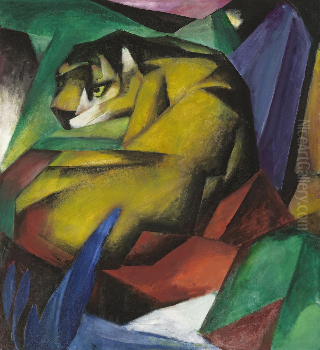 Tiger Oil Painting by Franz Marc