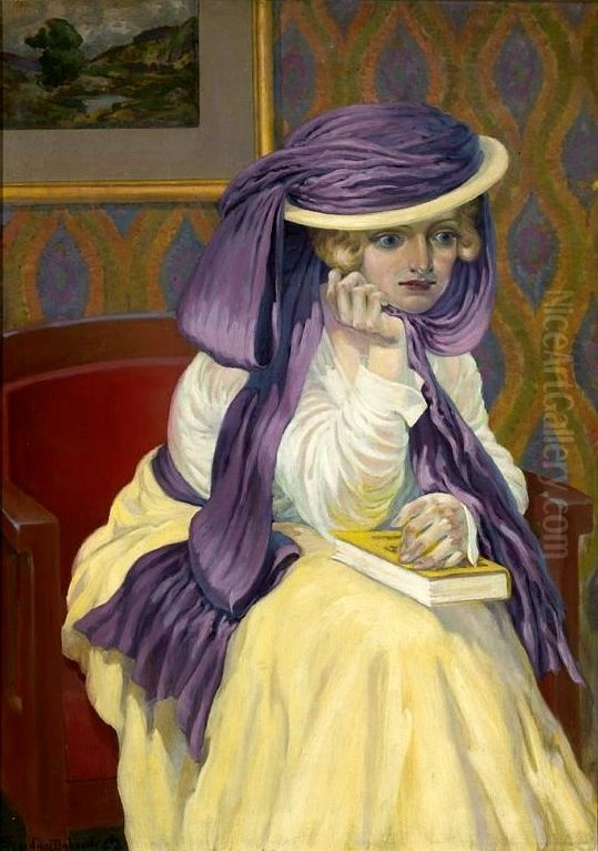 English lady Oil Painting by Eugeniusz Dabrowa-Dabrowski