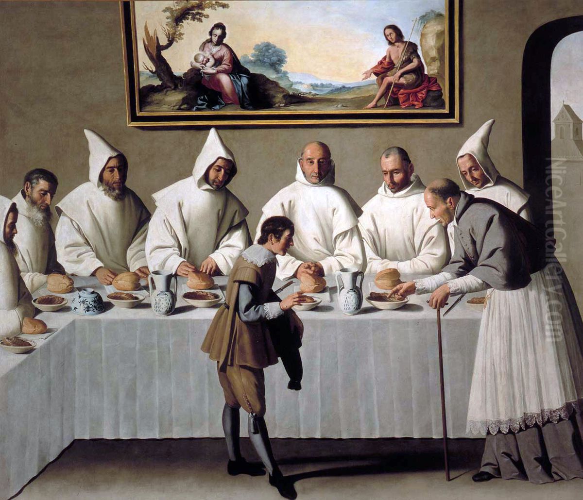 St Hughin the Refectory Oil Painting by Francisco De Zurbaran
