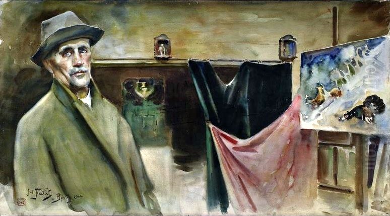 Self-portrait in a studio. Oil Painting by Julian Falat