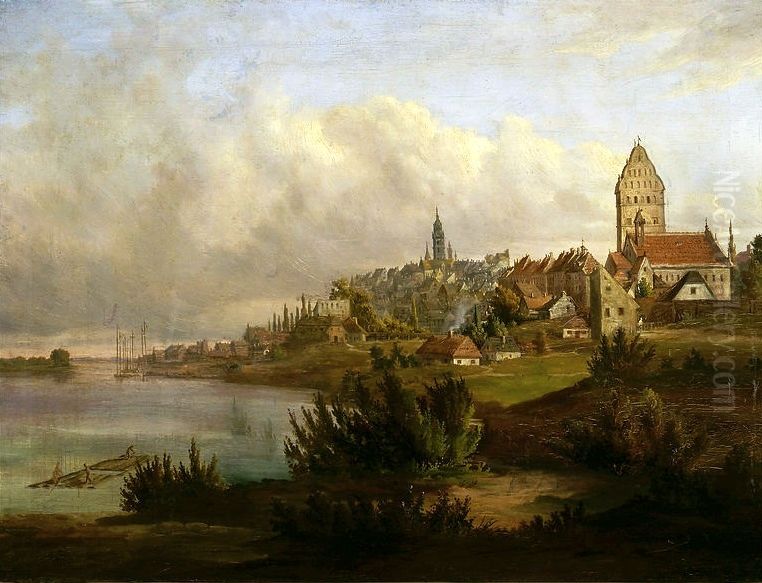 View of the Old Town and the New Town from north Oil Painting by Wojciech Gerson
