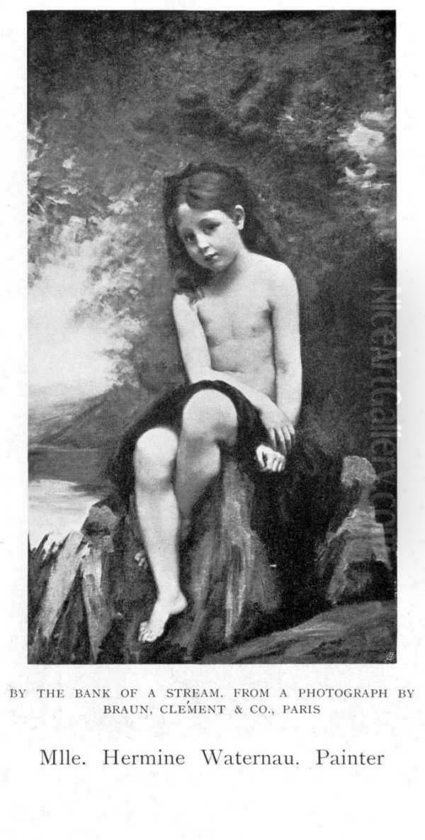 By the Bank of a Stream Oil Painting by Hermine Waterneau