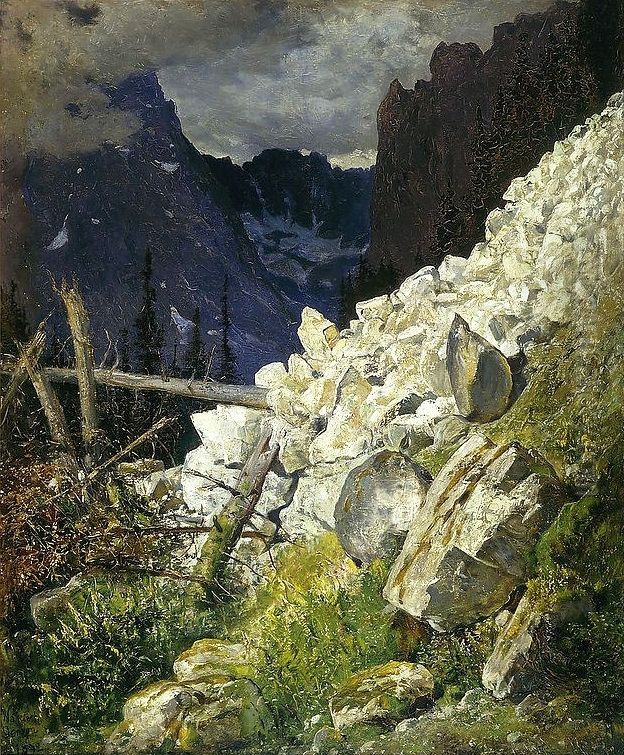 Rockslide in the White Water Valley in the Tatra Mountains Oil Painting by Wojciech Gerson