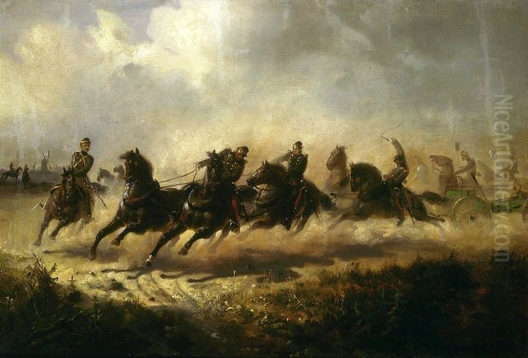 Artillery charge Oil Painting by Maksymilian Gierymski