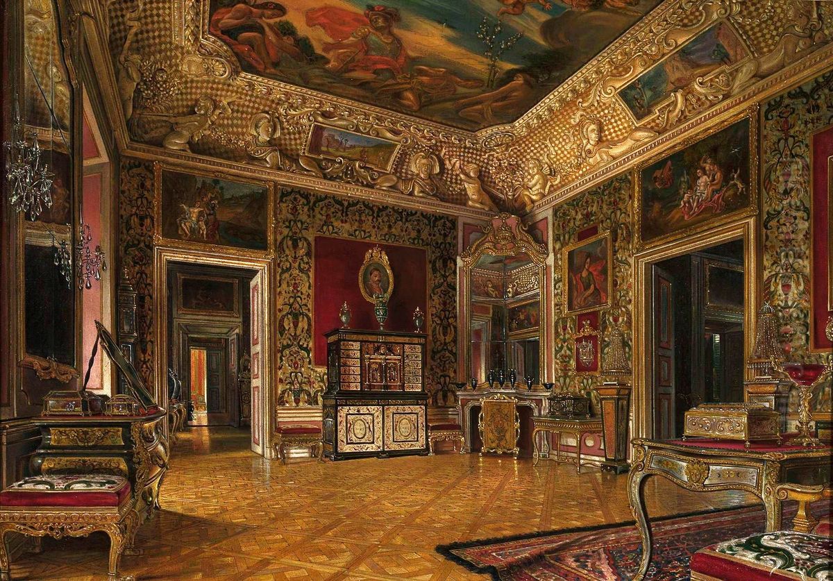 Queen's Bedroom in the Wilanow Palace. Oil Painting by Aleksander Gryglewski