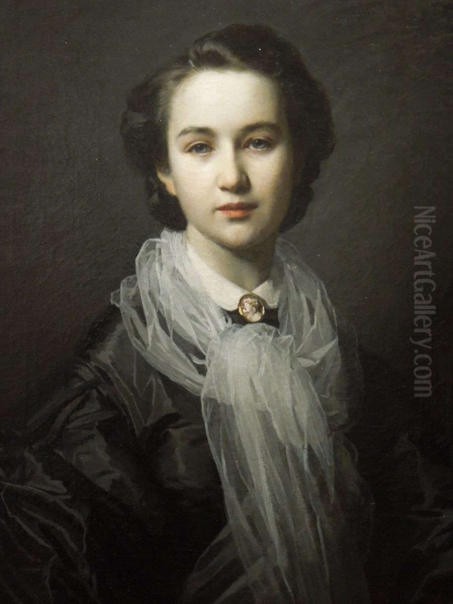 Portrait of Jadwiga Dembowska (ca. 1830-?), chatelaine Oil Painting by Leopold Horovitz