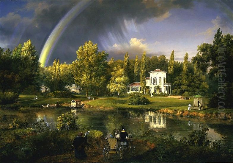 View of Morysinek in Wilanow Oil Painting by Wincenty Kasprzycki