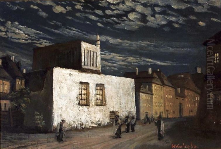 Synagogue Oil Painting by Waclaw Koniuszko