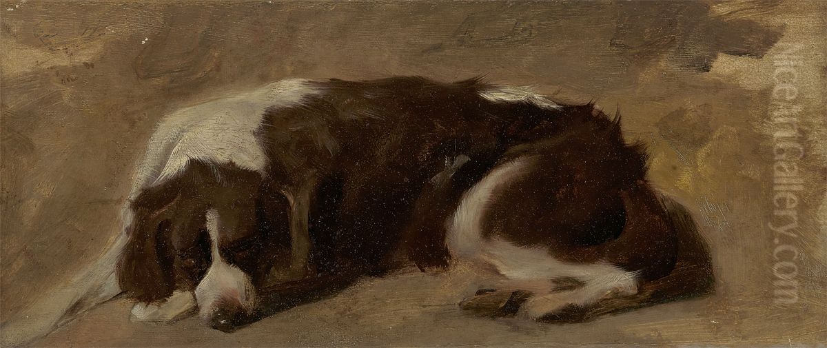 A Spaniel Lying Down Oil Painting by Sir Edwin Henry Landseer