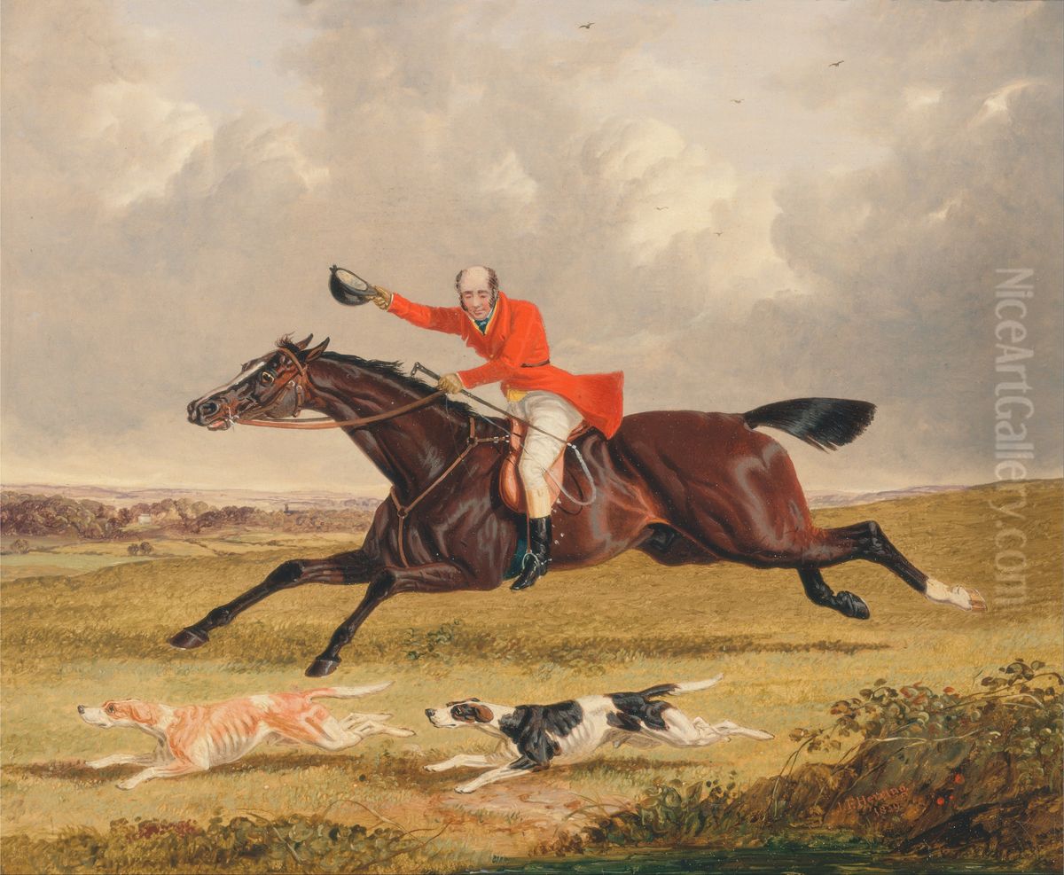 Encouraging Hounds Oil Painting by John Frederick Herring, Sr.