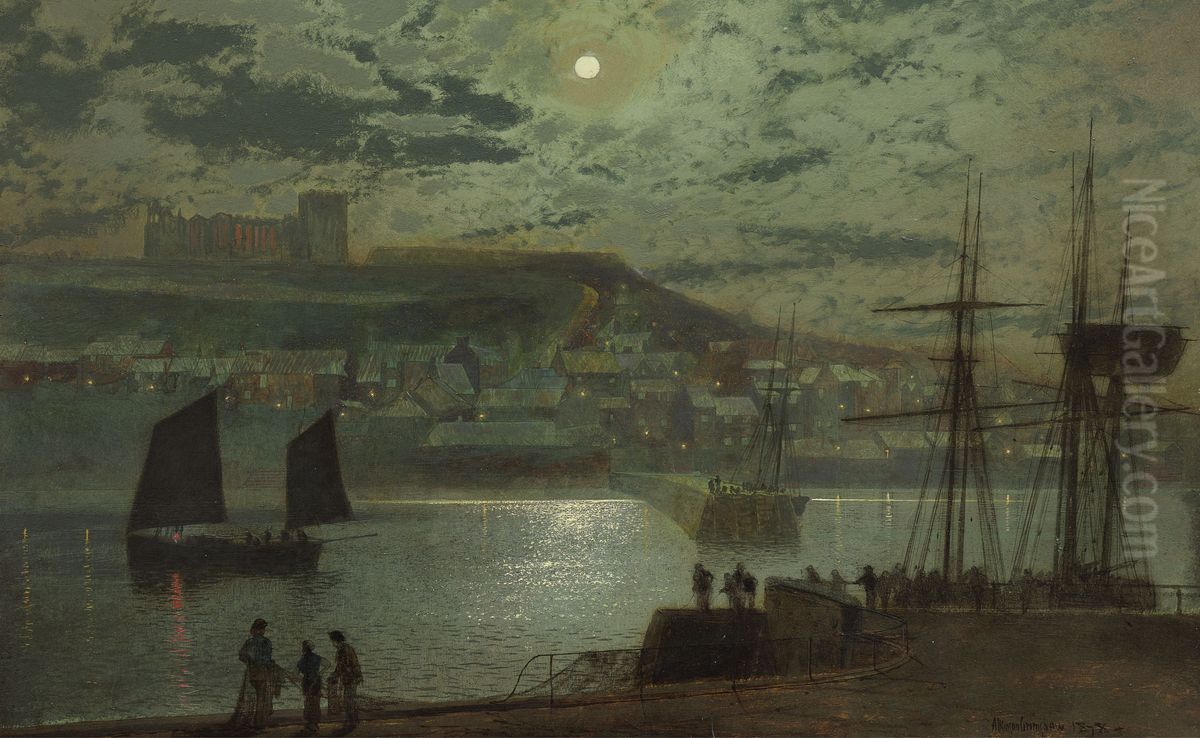 Whitby Harbor Oil Painting by John Atkinson Grimshaw