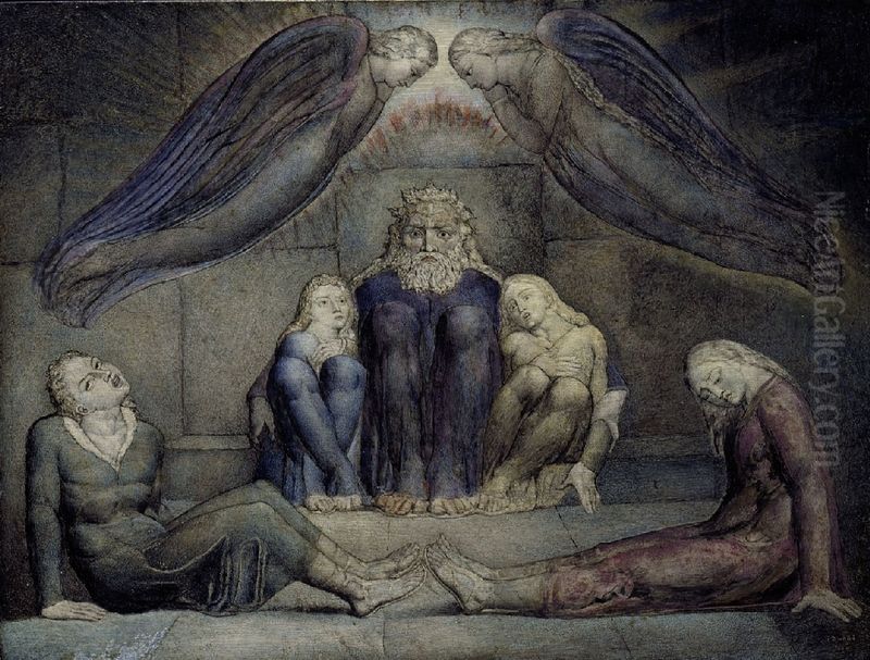 Count Ugolino and his sons in prision. Oil Painting by William Blake