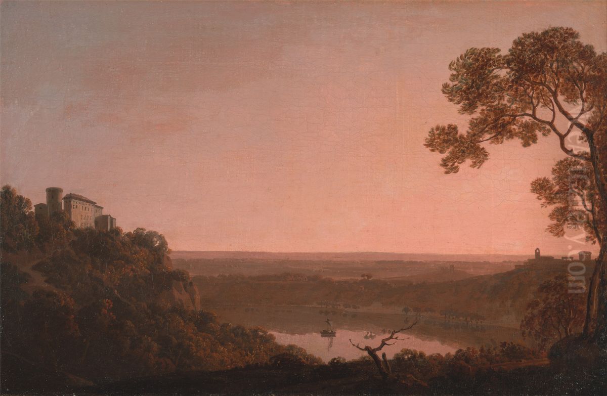 Lake Nemi Oil Painting by Joseph Wright of Derby