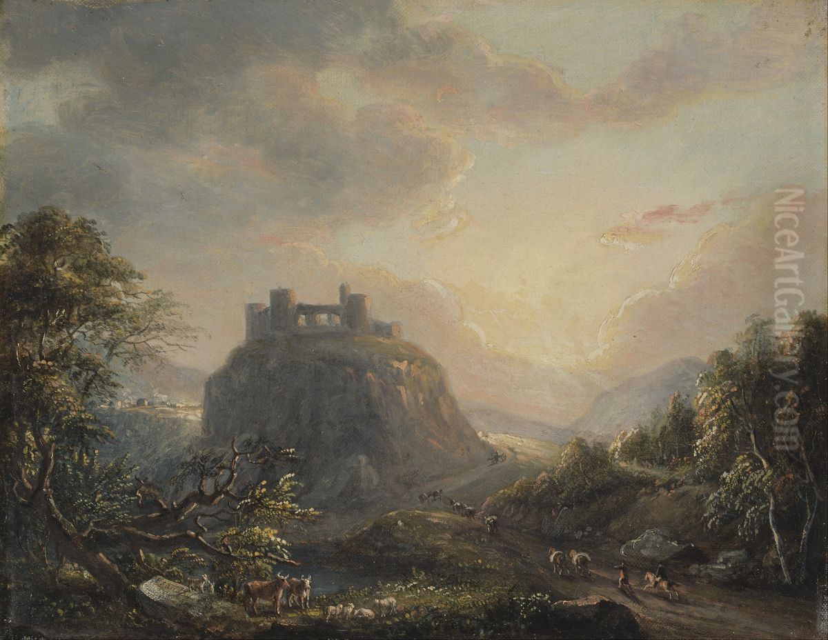 Landscape with a Castle Oil Painting by Paul Sandby