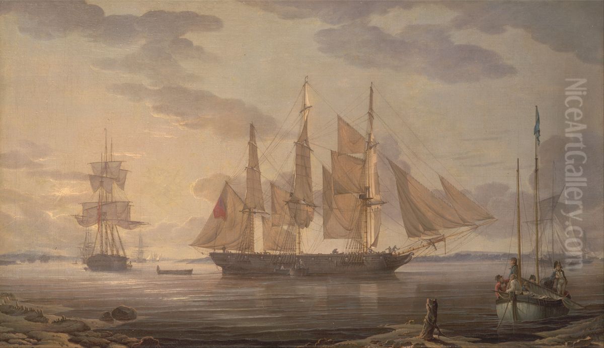 Ships in harbor Oil Painting by Robert Salmon