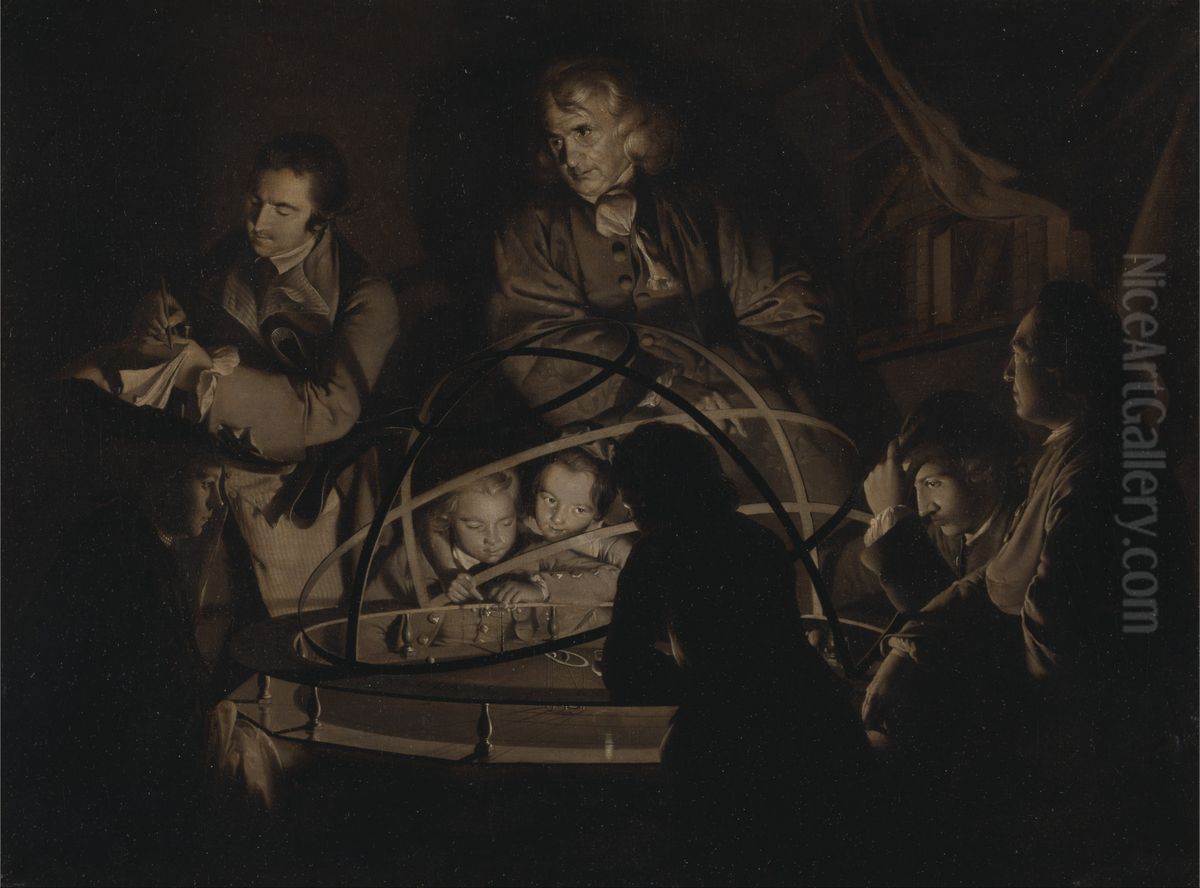 Philosopher giving a lecture on the orrery Oil Painting by Joseph Wright of Derby