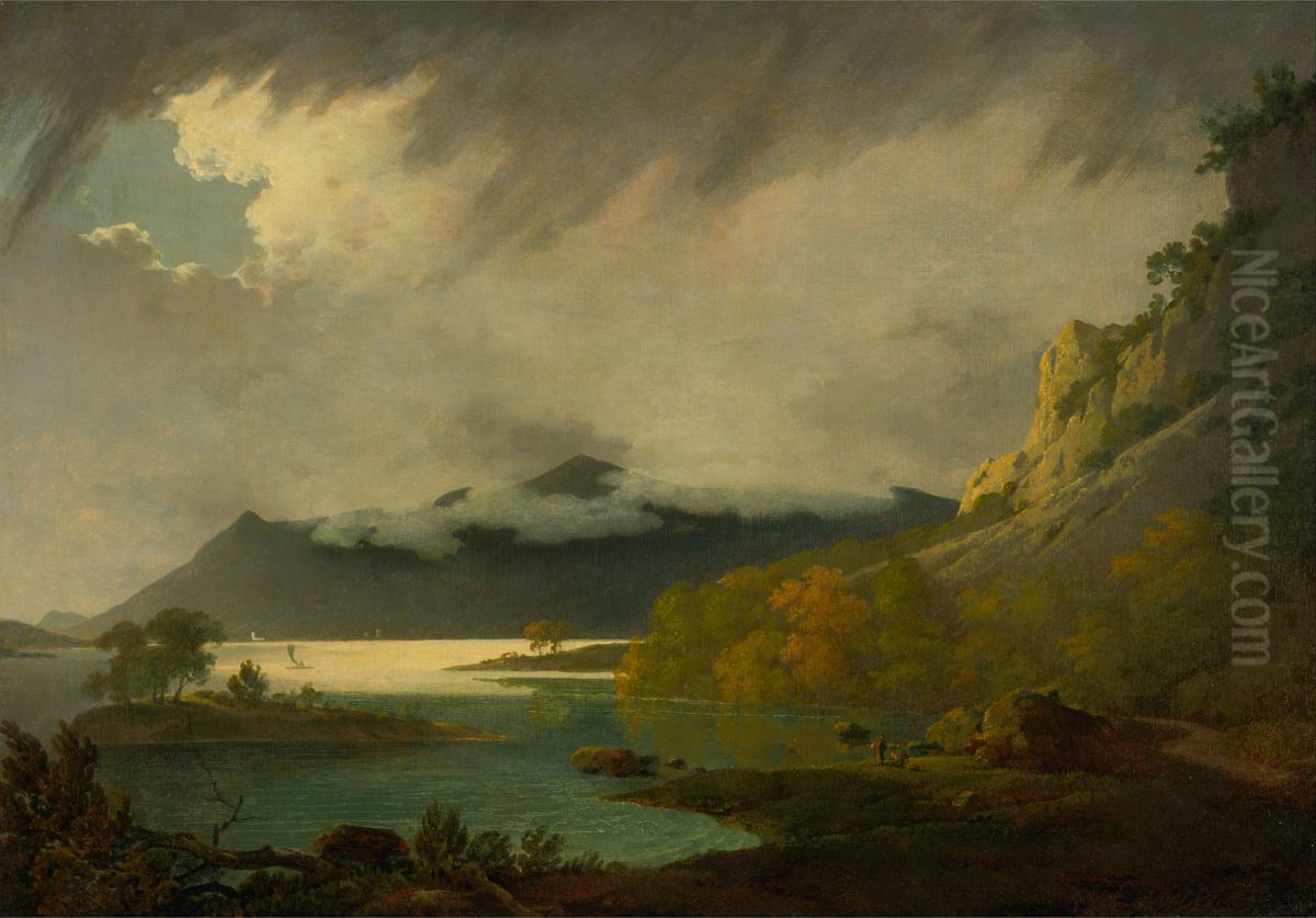Derwent Water, with Skiddaw in the distance Oil Painting by Joseph Wright of Derby