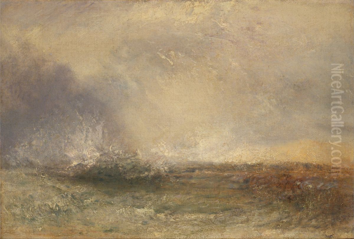 Stormy Sea Breaking on a Shore Oil Painting by J. M. W. Turner
