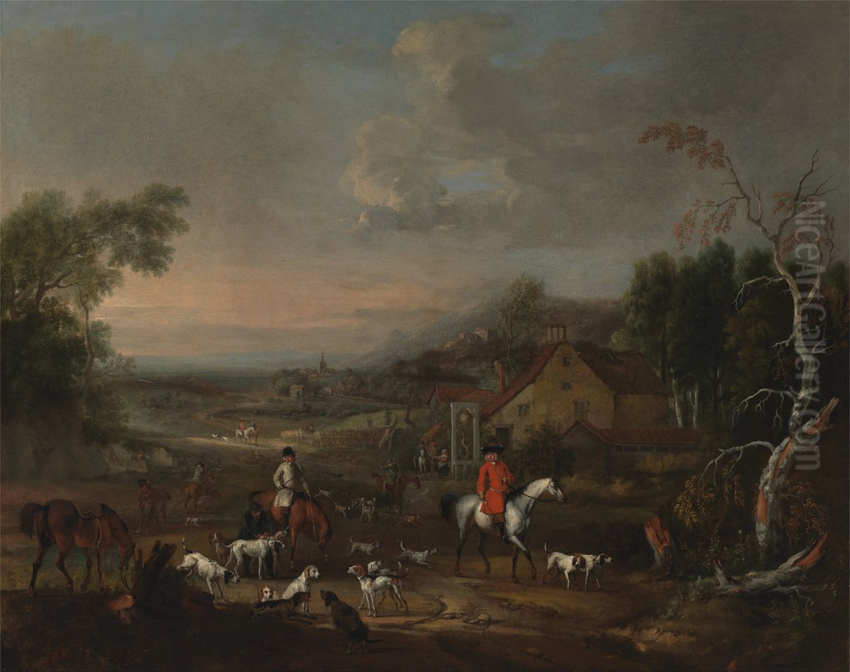 The Reverend Jemmet Browne at a meet of foxhounds Oil Painting by Peter Tillemans