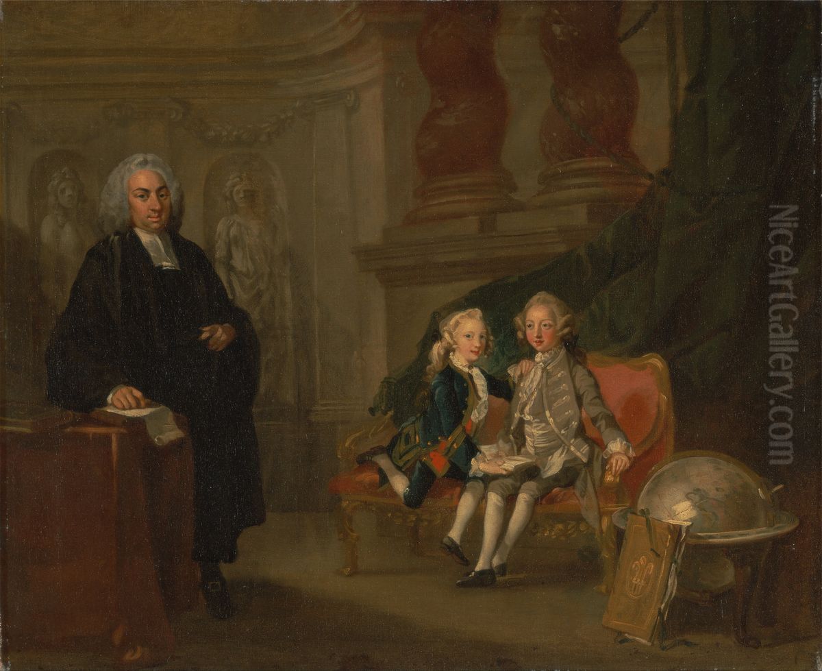Prince George and Prince Edward Augustus, Sons of Frederick, Prince of Wales, with Their Tutor Dr. Francis Ayscough Oil Painting by Richard Wilson