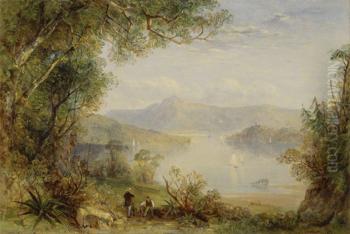 View on the Hudson River Oil Painting by Thomas Creswick
