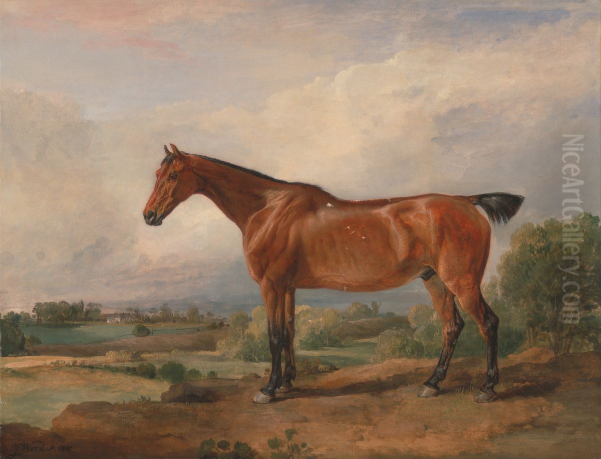 A Hunter in a Landscape Oil Painting by James Ward