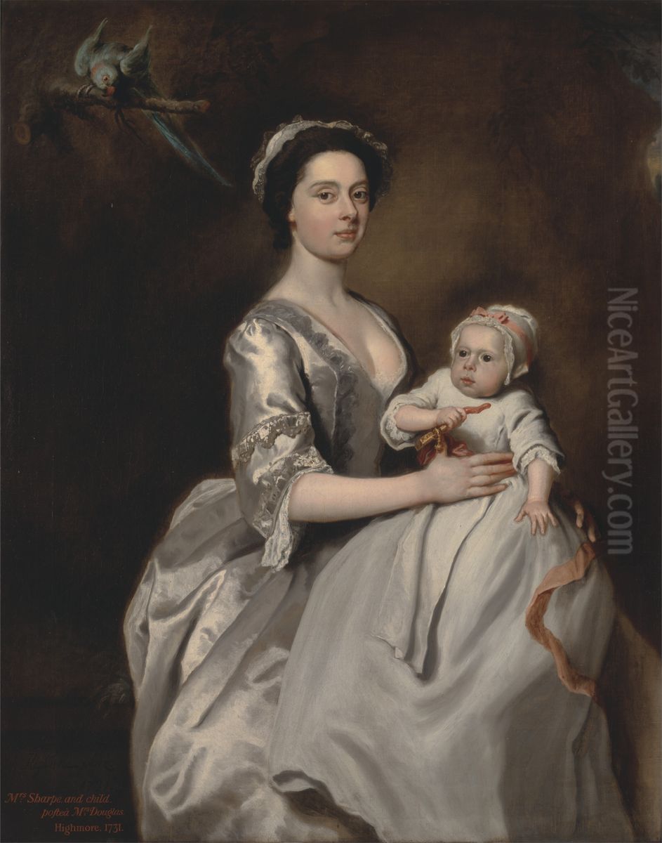 Mrs. Sharpe and Her Child Oil Painting by Joseph Highmore