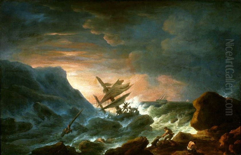 Castaways at the sea coast Oil Painting by Franciszek Ksawery Lampi