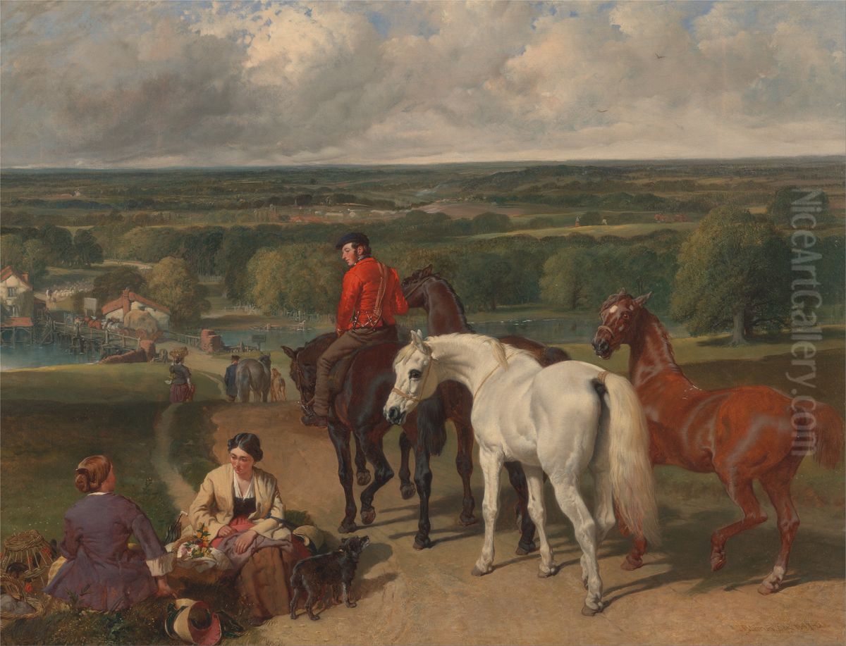 Exercising the Royal Horses Oil Painting by John Frederick Herring, Sr.